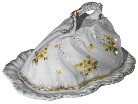 Formaggiera in ceramica, Bone China, Inghilterra 1870-1890. 16x32