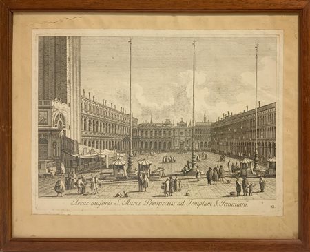 Antonio Visentini (Venezia 1688 - 1782). Incisione raffigurante Venezia Templum Geminiani. Mm 290x450 in cornice mm 400x