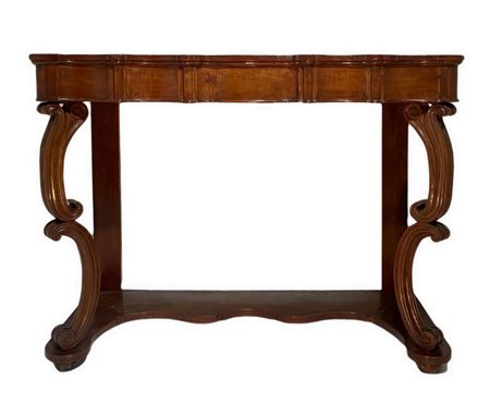 Console in legno di mogano, XIX secolo. Luigi Filippo. Sicilia. H cm 100. Cm 130x60. Ottime condizioni.