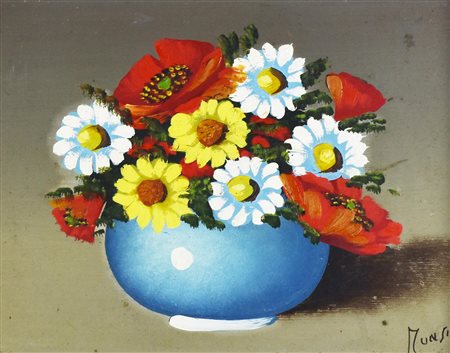 Munsi VASO DI FIORI olio su masonite, cm 18x24 firma