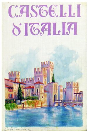 Anonimo CASTELLO DI SIRMIONE tempera su cartoncino telato, cm 16x11 titolo