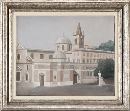 Francesco Trombadori "Santa Maria del Popolo" olio su tela (cm 45x55) Firmato in