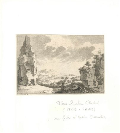 Pierre Quentin Chedel (1705-1763)<br>Paesaggio con rocce