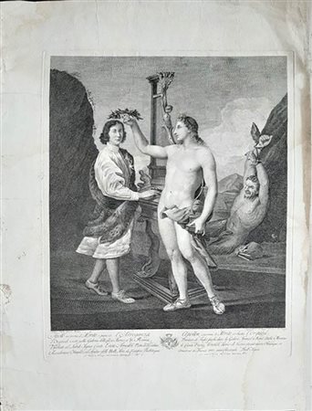 Cristoforo Dall’Acqua (1734-1787) da Andrea Sacchi (1599 ca. - 1661)<br>APOLLO INCORONA IL MERITO E PUNISCE L’ARROGANZA
