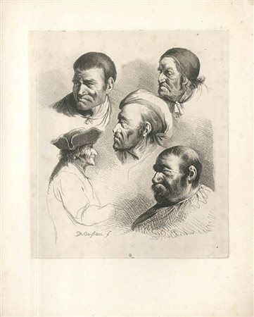 Jean-Jacques de Boissieu (1736-1810)<br>Studio di cinque ritratti maschili