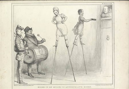 John Doyle (HB) (1797-1868)<br>GOING IT ON STILTS TO APPROPRIATE MUSIC - UP-HILL WORK ! - JACK IN OFFICE 