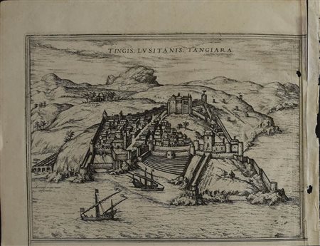 Georg Braun (1541 - 1622), Franz Hogenberg (1535 - 1590)<br>Tangeri, antica mappa da "Civitates Orbis Terrarum"