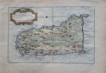 Jacques-Nicholas Bellin (1703-1772)<br>CARTE DE L’ISLE DE SAINTE LUCIE
