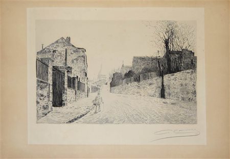 Gustave Taverne<br>La Rue de l'Abreuvoir a Montmartre 