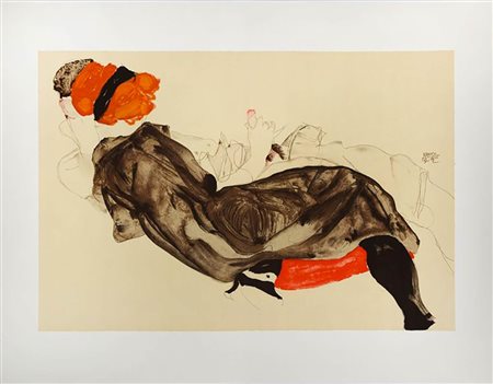 Egon Schiele (dal disegno di)<br>Coppia sdraiata 