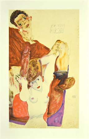 Egon Schiele (dal disegno di)<br>Ospite rosso 