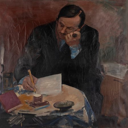 Achille Funi (Ferrara 1890-Appiano Gentile 1972)  - Ritratto dello scrittore Becca Benso, 1929