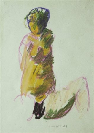 ENNIO MORLOTTI 1910 - 1992 Studio di nudo , 1969 Pastello ad olio su carta,...