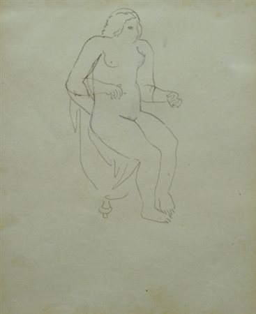 MARINO MARINI 1901 - 1980 Nudo seduto Inchiostro su carta, cm. 26 x 21,4...