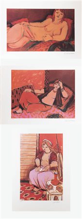 GIULIO DA MILANO<BR>Nizza (Francia) 1895 - 1990 Torino<BR>Lotto di tre litografie:<BR>- "Tamiri che dorme"<BR>- "La Saracena"<BR>- "Ragazza d'Oriente"