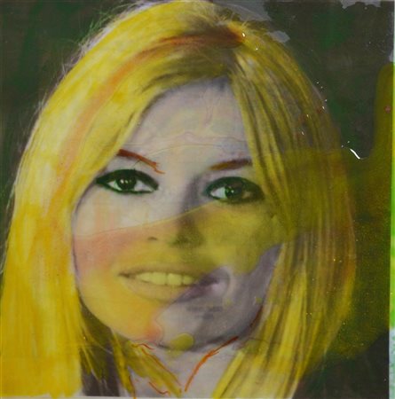 Ugo Sani BRIGITTE BARDOT acrilico e resina su tela, cm 28x28 sul retro: firma...