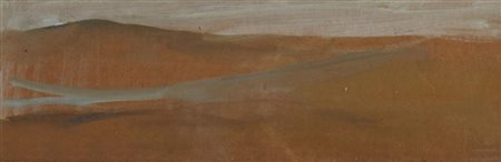 Mario Marcucci PAESAGGIO tempera su cartone, cm 12x36,5 firma