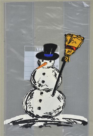 Corrado Bonomi PUPAZZO DI NEVE serigrafia a 7 colori su busta in pvc, cm...