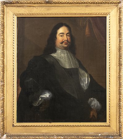Ritratto di gentiluomo con baffi e guanto nella mano sinistra