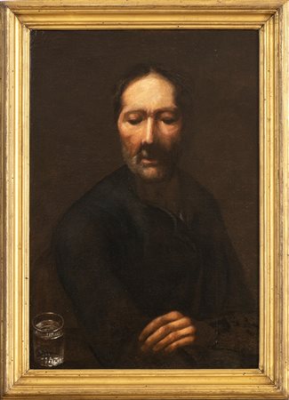 Ritratto di uomo barbuto con bicchiere
