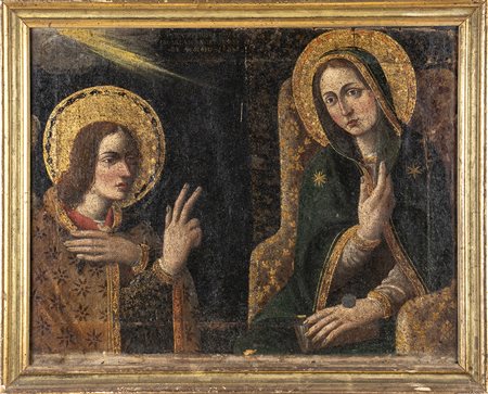Annunciazione, dall'affresco di Ilario da Viterbo alla Porziuncola nella Chiesa di S. Maria degli Angeli, Perugia
