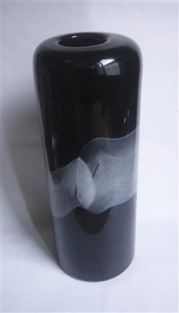 Murano-Manufaktur/Manifattura Vaso cilindrico,;in vetro ametista a fascia...