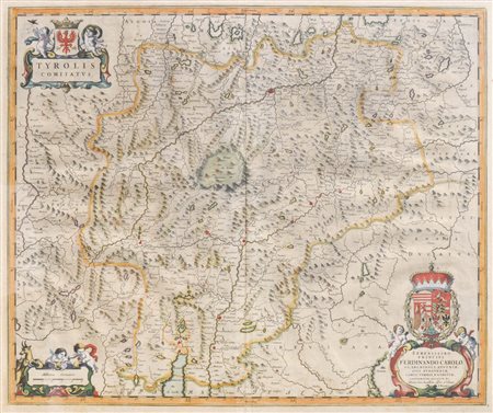 Johann Bleau Carta geografica ”Tyrolis Comitatus“, Johann Bleau, 1630 ca;1630...