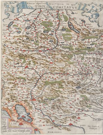 Wolfgang Lazius/Abraham Ortelius Carta geografica “Tirolis Comitatus“, 1600...