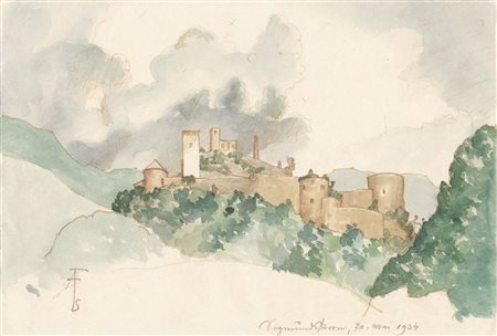 Anton Sebastian Fasal Castel Firmiano, 1934;Acquerello, 16,1 x 23,4 cm...