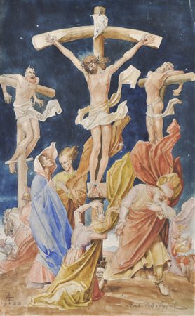 Anton Sebastian Fasal Crocifissione, 1933;Acquerello, 26,7 x 17 cm Firma,...