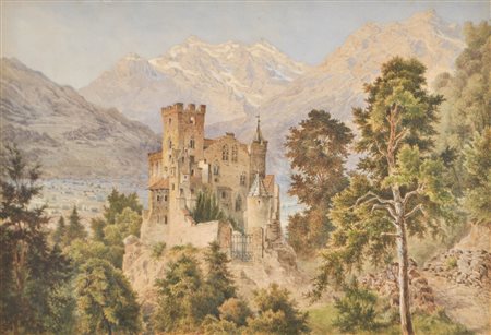Carl Prestelmann Castello di Katzenstein presso Merano, 1881;Acquerello, 33,5...