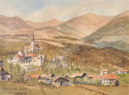 Wilhelm Gschnaller Casteldarne in Val Pusteria;Acquerello, 30 x 41 cm, in...