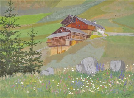 Lila Gruner Maso di montagna a Selva, Val Gardena, 1931;Acquerello, 31 x 43...
