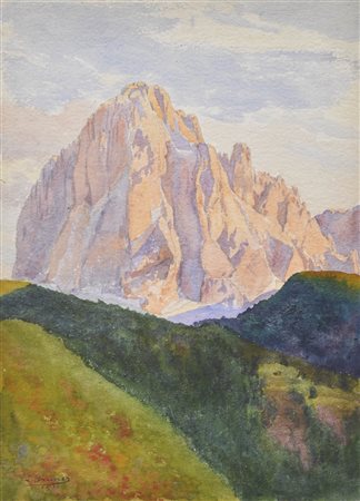 Lila Gruner Sassolungo, Val Gardena, 1931;Acquerello, 36,5 x 26,8 cm Firma e...