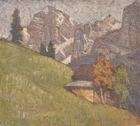 Lukacs Gyelmis Paesaggo del Trentino; Olio su tela, 50 x 55 cm, in cornice