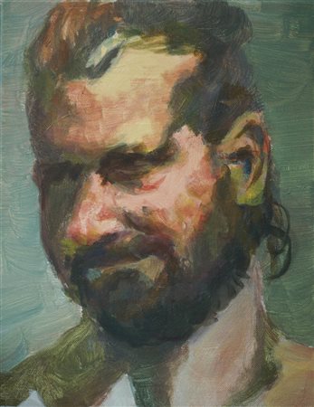 Lisa Achammer (* Innsbruck 1999) Ritratto di un uomo con barba;Acrilico su...