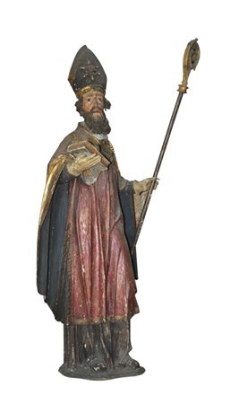 San Nicola, XVIII sec.; Legno dipinto, altezza 160 cm, scheggiature Esaminato...