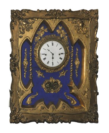 - Grande orologio da parete stile Biedermeier, 1840 ca.;Legno dipinto oro e...