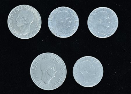 5 MONETE REGNO D'ITALIA composto da: 50 centesimi 1940 50 centesimi 1940 50...