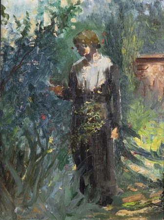 GIULIO SOMMATI DI MOMBELLO<BR>Chieri (TO) 1858 - 1944<BR>"In giardino"