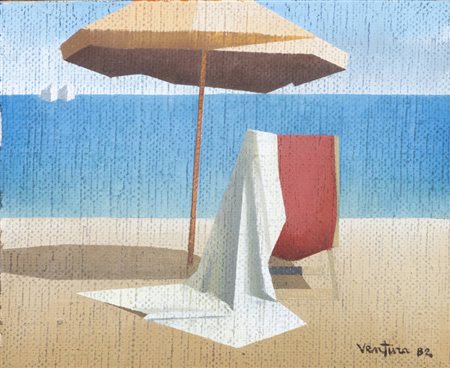 D. VENTURA<BR>"Ombrellone in spiaggia" 1982