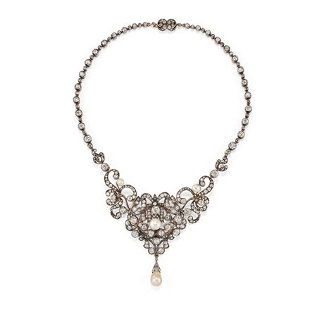 Antico collier con diamanti e perle, fine XVIII secolo inizi XIX secolo