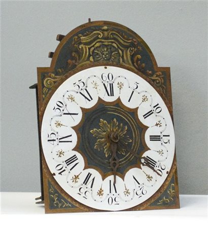 ANONIMO
Orologio del tipo Morbier con mostra in lamiera dipinta (sostituita).
F