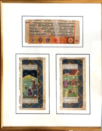 Pagine miniate islamiche, in cornice (difetti)
secolo XIX (48x58 cm.)