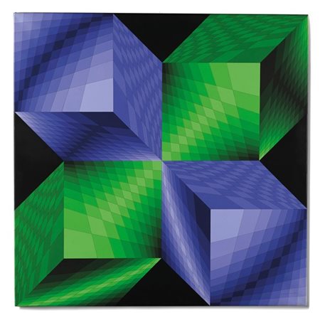 Victor Vasarely "KAT-KUB" 1973-75
acrilico su tela
cm 100x100
Firmato in basso a