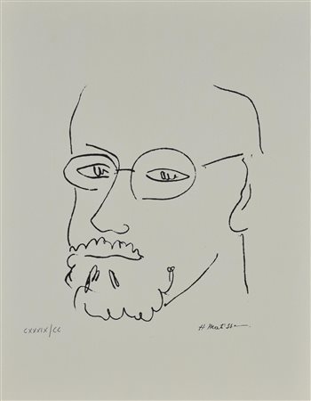 Henri Matisse AUTORITRATTO litografia su carta (d'apres), cm 43x33,5; es....