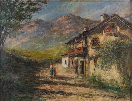GIULIANO AMADORI (Bologna 1883 - 1972) "Paesaggio". Olio su tavola, cm...