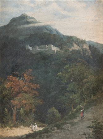 GIUSEPPE TERMANINI (1769-1850), attr. "Paesaggio con montagne". Olio su...