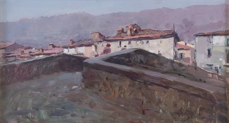 OSVALDO CURANDAI (Firenze 1931-2019), "Strada in Casentino (AR)". Olio su...