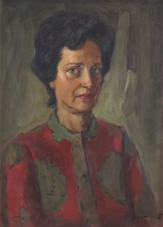 RENZO MAGNANINI. “Ritratto femminile”. Olio su tela. Cm 68x48. Opera firmata.